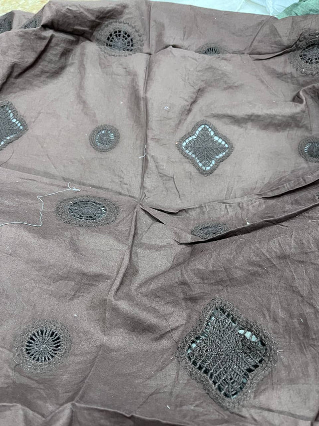 Cut Piece SALE- Premium Designer HAKUBA CHIKANKARI FABRICS IN SALE - Cut SIZE (1) METER