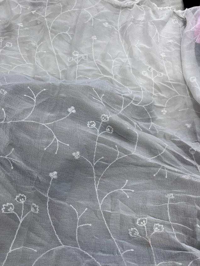 Cut Piece SALE- Premium Designer HAKUBA CHIKANKARI FABRICS IN SALE - Cut SIZE (1) METER