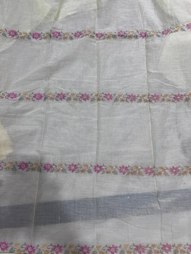 Cut Piece SALE- Premium Designer HAKUBA CHIKANKARI FABRICS IN SALE - Cut SIZE (1.50) METER