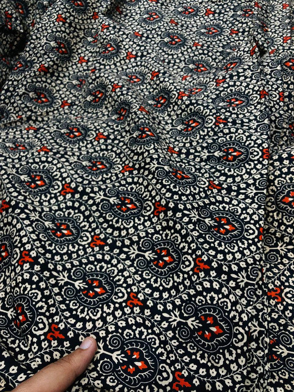 Most Traditional Premium Quality Of Pure Kalamkari Ajrakh Printed Fabric - On Pure Cotton 80*80