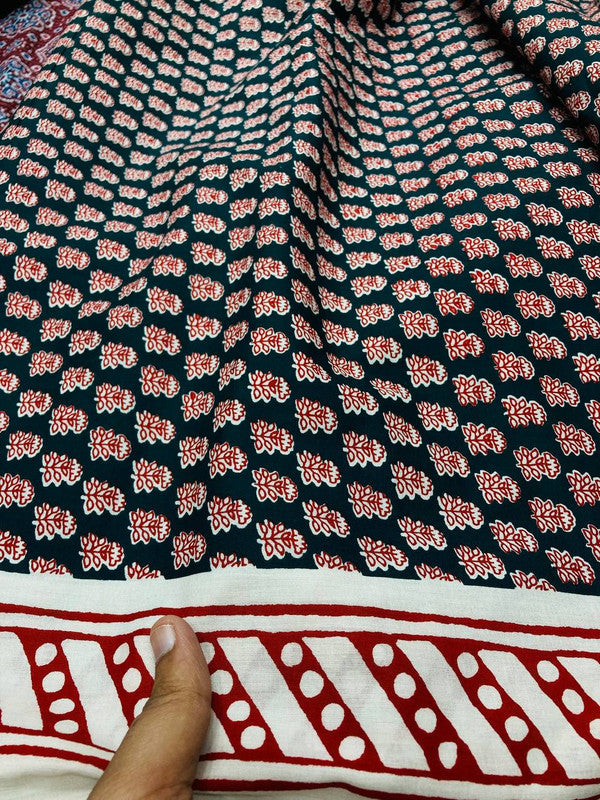 Most Traditional Premium Quality Of Pure Kalamkari Ajrakh Printed Fabric - On Pure Cotton 80*80