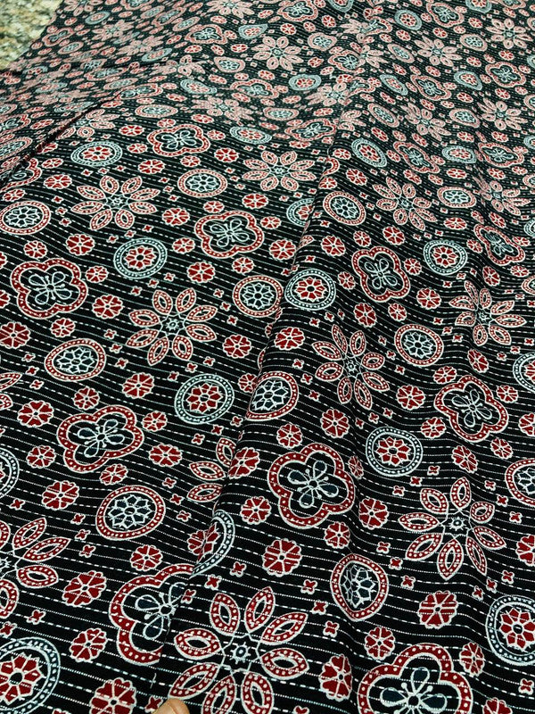Most Traditional Premium Quality Of Pure Kalamkari Ajrakh Printed Fabric - On Pure Cotton 80*80