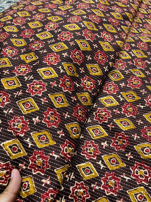 Most Traditional Premium Quality Of Pure Kalamkari Ajrakh Printed Fabric - On Pure Cotton 80*80
