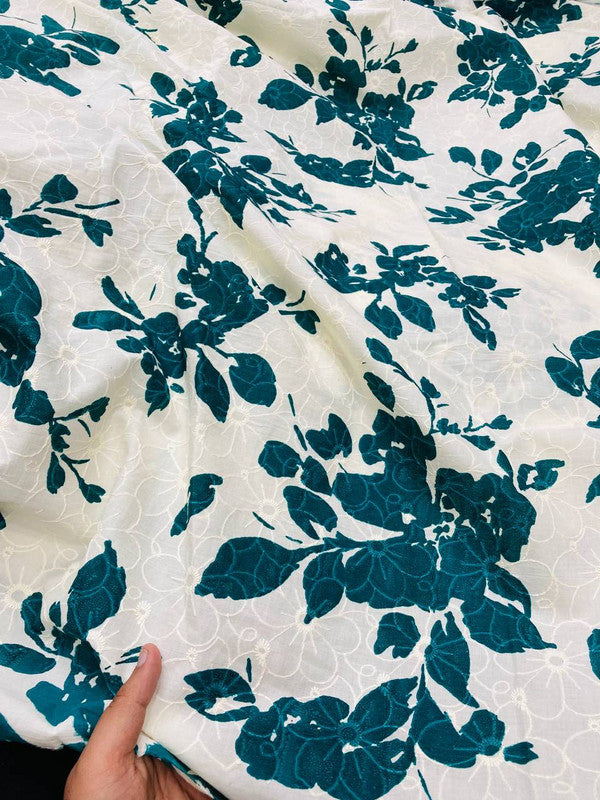 Most Premium Pure Cotton Hakuba Chikankari Printed Fabric (Big WIDTH!!)