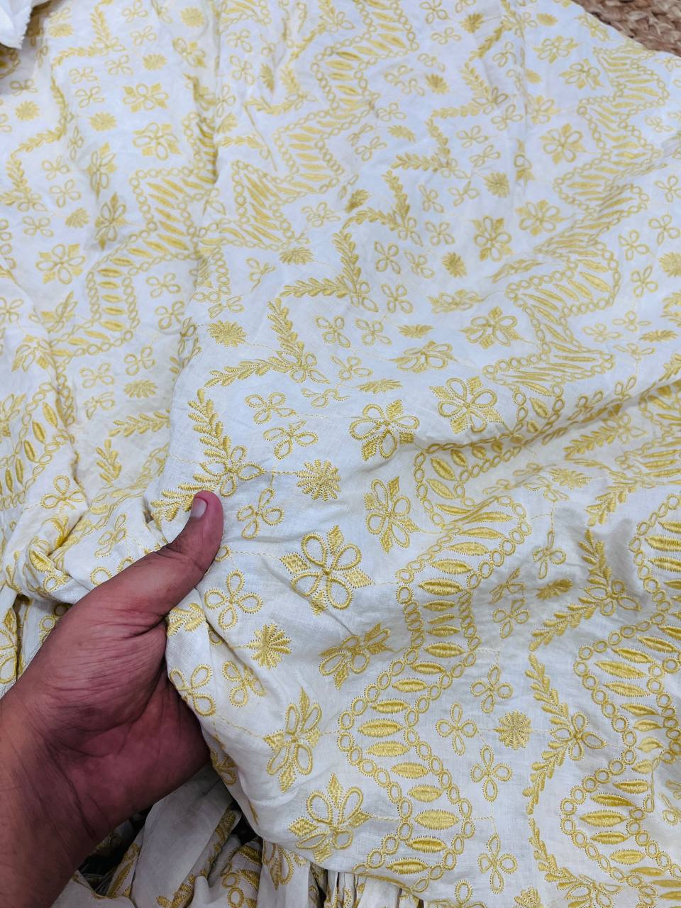 Cut Piece SALE- Premium Designer HAKUBA CHIKANKARI FABRICS IN SALE - Cut SIZE (7) METER