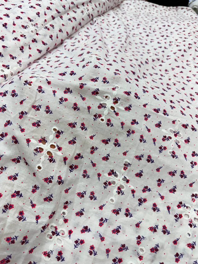 Most Premium Pure Mul Cotton Hakuba Chikankari Printed Fabric (Big WIDTH!!)