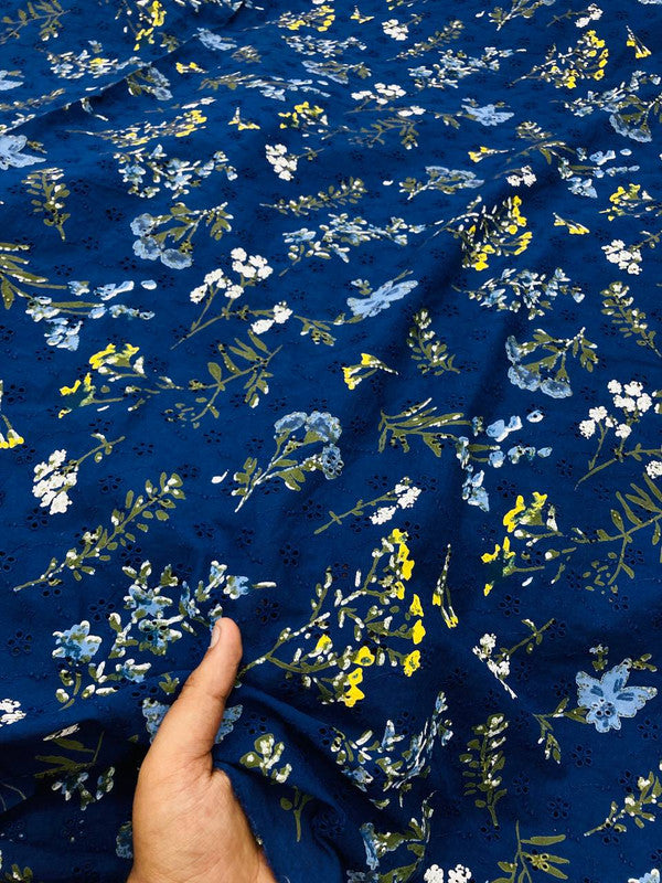 Most Premium Pure Cotton Hakuba Chikankari Printed Fabric (Big WIDTH!!)