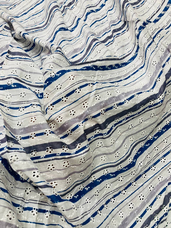 Most Premium Pure Cotton Hakuba Chikankari Printed Fabric (Big WIDTH!!)