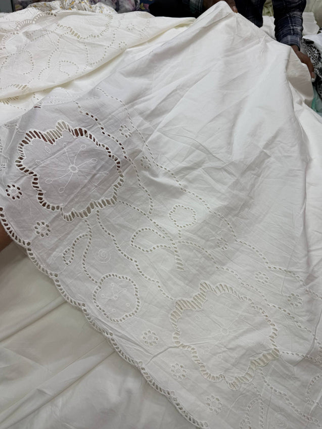 Most Premium Pure Hakuba Chikankari Cotton Fabric (Big WIDTH!!) (Dyeable Also)