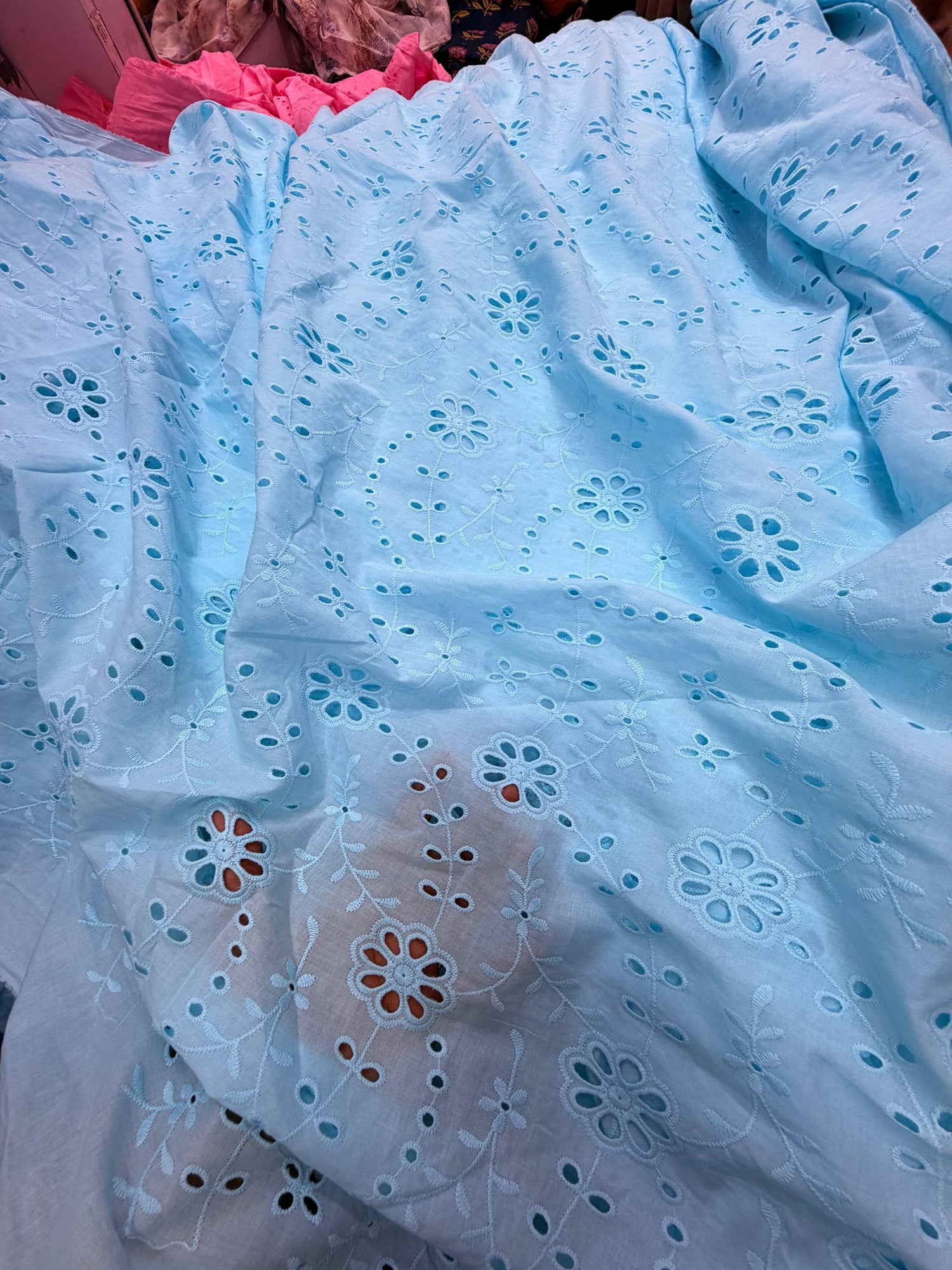 Most Premium Pure Hakuba Chikankari Cotton Fabric (Big WIDTH!!)