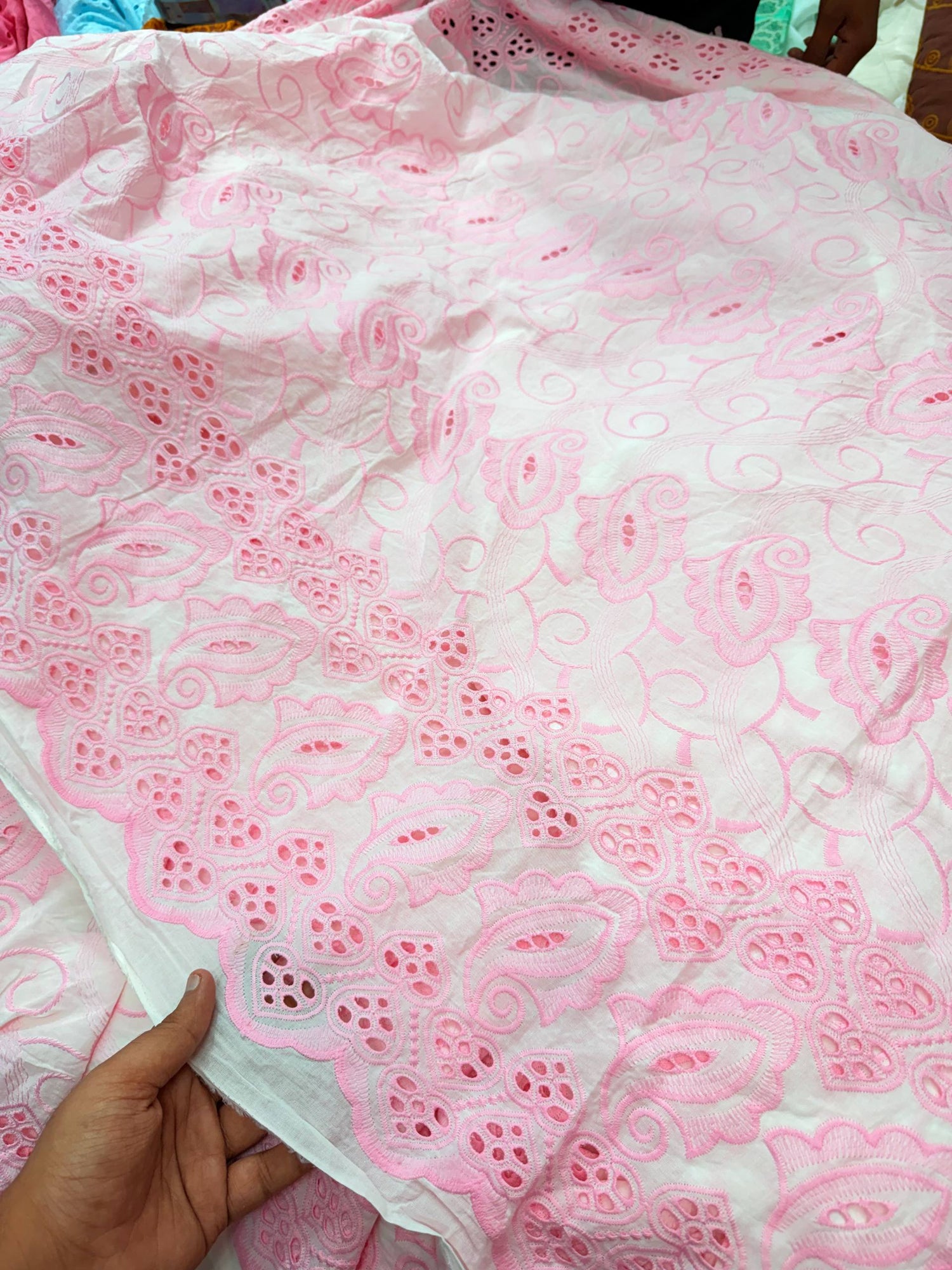 Most Premium Pure Hakuba Chikankari Cotton Fabric (Big WIDTH!!)