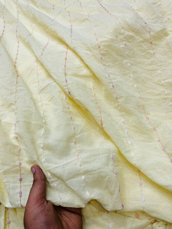 Most Premium Pure Fine Dori Embroidery LINEN Cotton FABRIC (Big WIDTH!!)