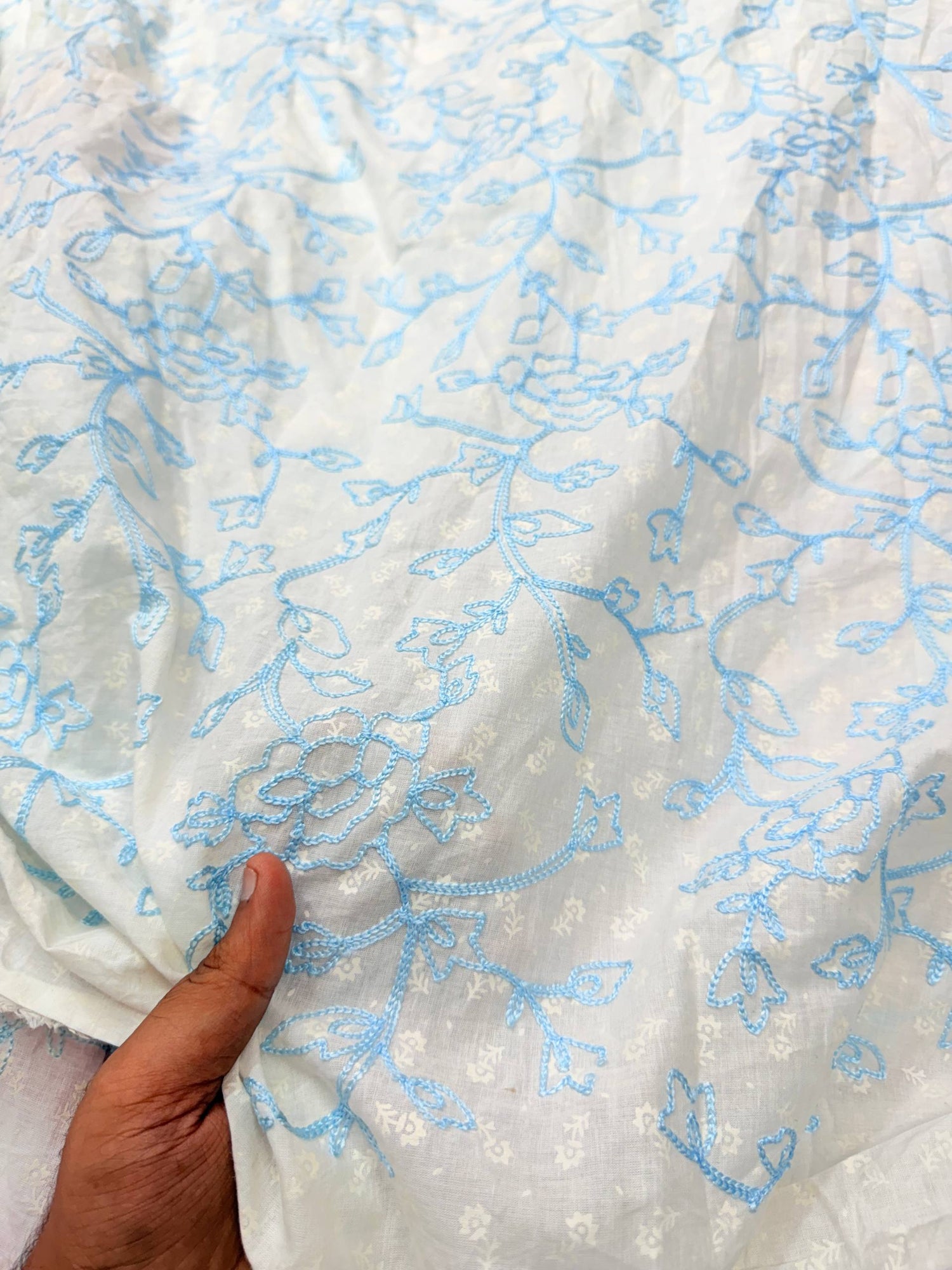 Most Premium Pure Hakuba Chikankari Cotton Fabric (Big WIDTH!!)