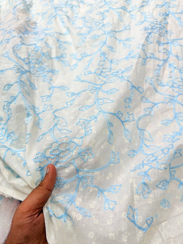 Most Premium Pure Hakuba Chikankari Cotton Fabric (Big WIDTH!!)