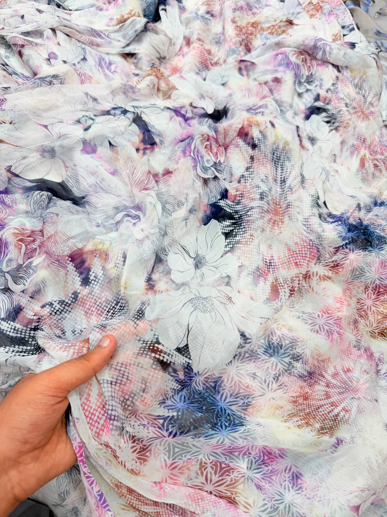 Most Premium Pure Chiffon Chinon FABRIC With Digital PRINTED