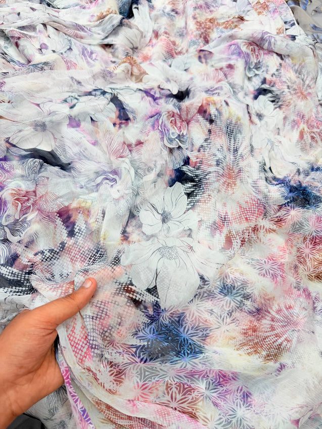 Most Premium Pure Chiffon Chinon FABRIC With Digital PRINTED