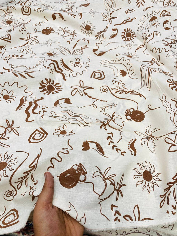 Most Premium BRANDED Pure LINEN Cotton PRINTED FABRIC (Big WIDTH!!)