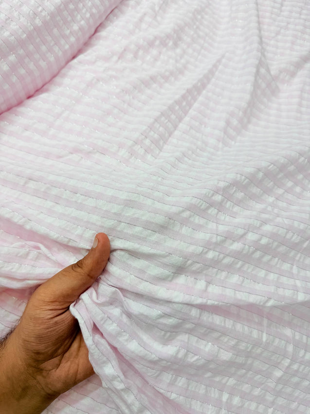 Most Premium Pure Fine Stripes Sher Shakkar Cotton FABRIC (Big WIDTH!!)