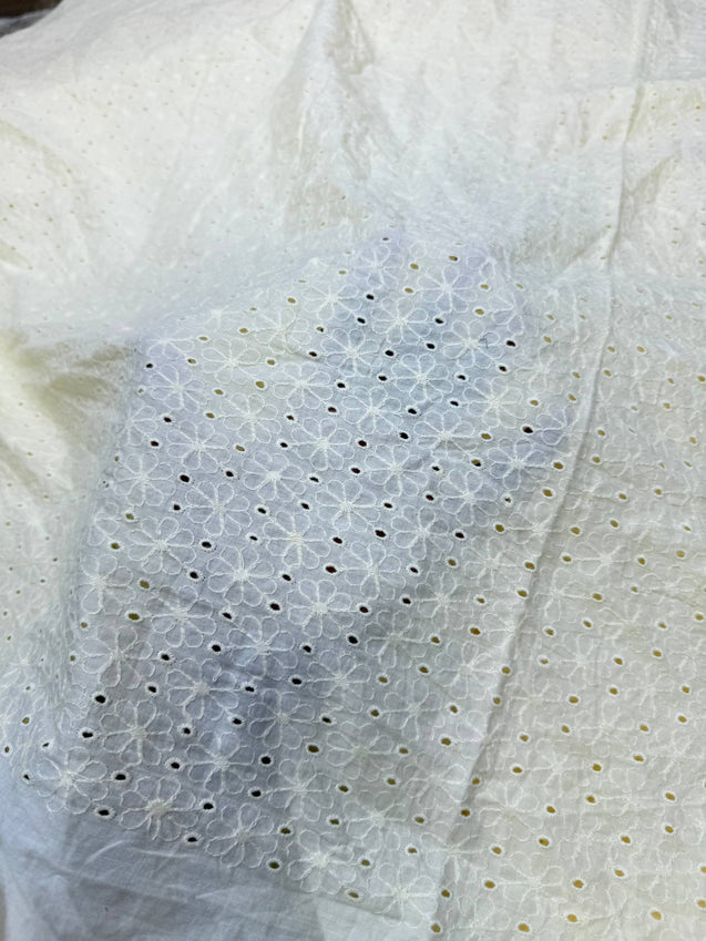 (On SALE PRICES) Most Premium Pure Hakuba Chikankari Cotton Fabric (Big WIDTH!!)