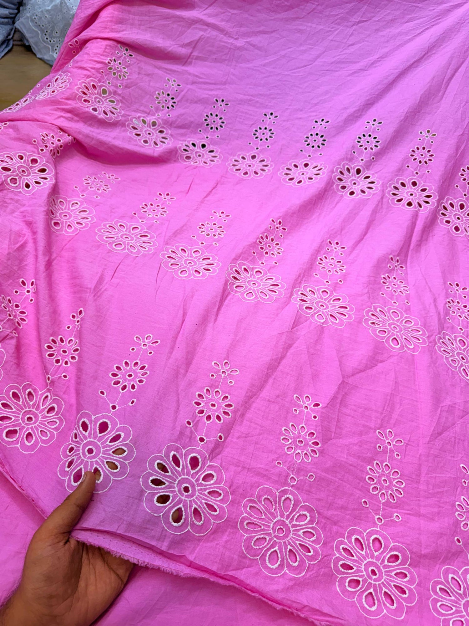 (On SALE PRICES) Most Premium Pure Hakuba Chikankari Cotton Fabric (Big WIDTH!!)