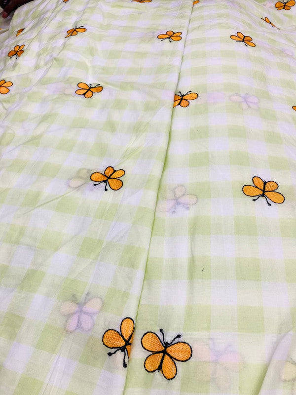 Most Premium Pure Fine Thread Embroidery Printed Cotton FABRIC (Big WIDTH!!)