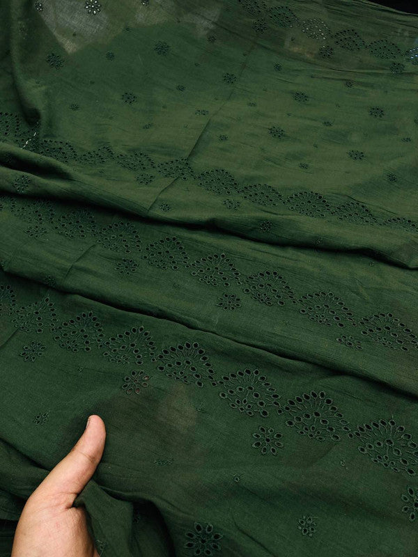 Premium Fine Hakuba Chikan Work On Pure Mul Cotton FABRIC (Big WIDTH!!)