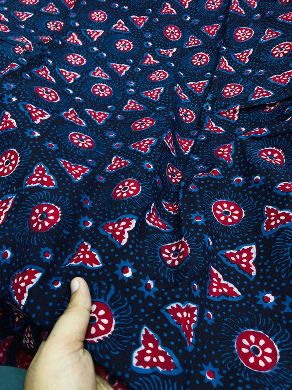 Most Traditional Premium Quality Of Pure HAND Kalamkari Ajrakh Printed Fabric