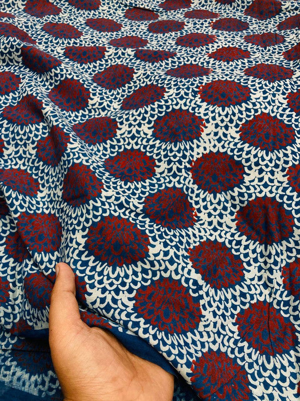Most Traditional Premium Quality Of Pure HAND Kalamkari Ajrakh Printed Fabric
