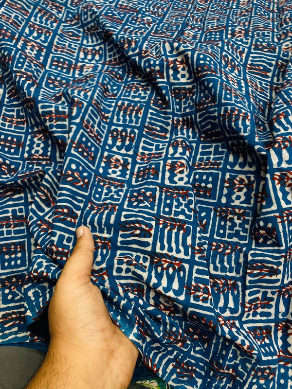 Most Traditional Premium Quality Of Pure HAND Kalamkari Ajrakh Printed Fabric