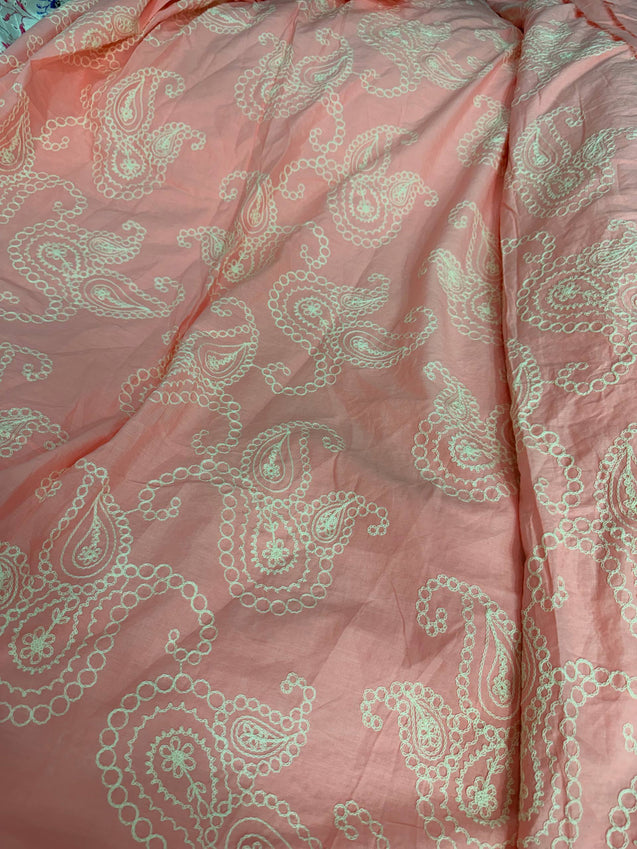 Most Premium Pure Fine Thread Embroidery Cotton Fabric (Big WIDTH!!)