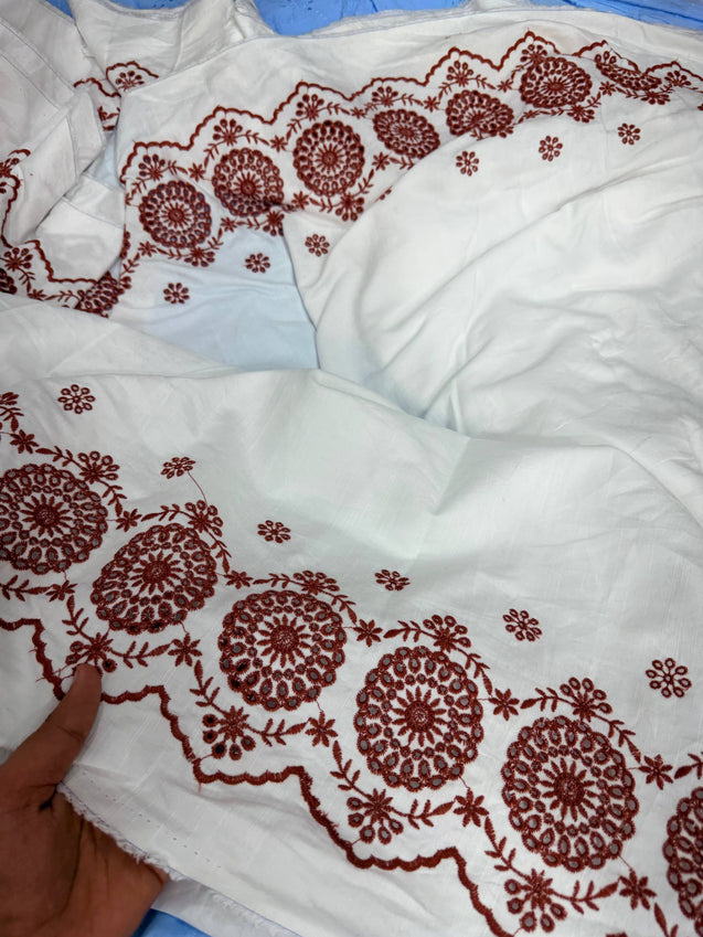 Most Premium Pure Hakuba Chikankari Cotton Fabric (Big WIDTH!!)