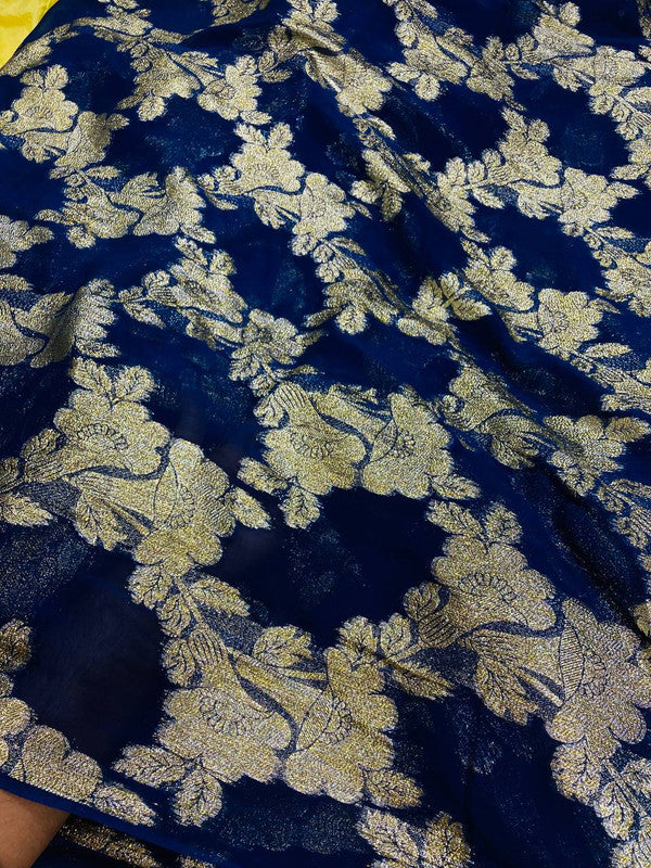 Most Premium Fine Zari Weaving On Pure Georgette FABRIC (Big WIDTH!!)
