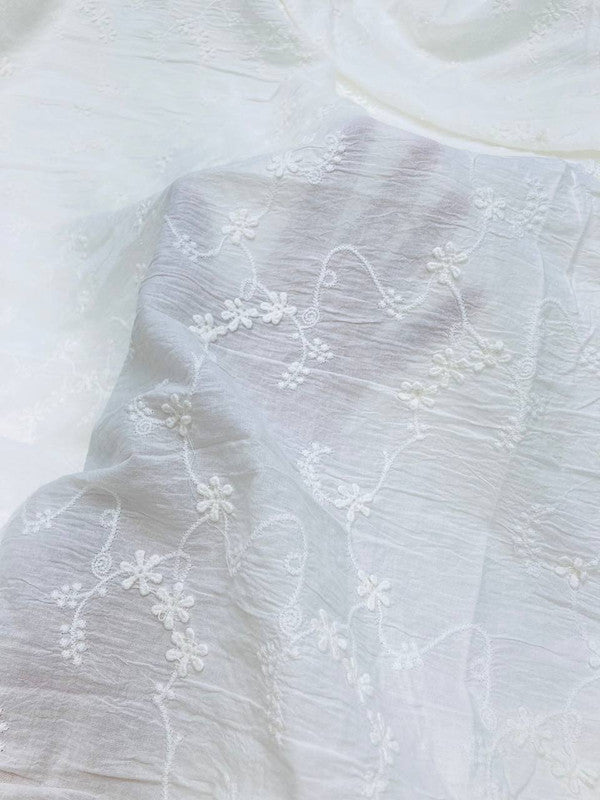 Premium Fine 3D Flower On Pure Cotton (Big WIDTH!!) (Dyeable Also)