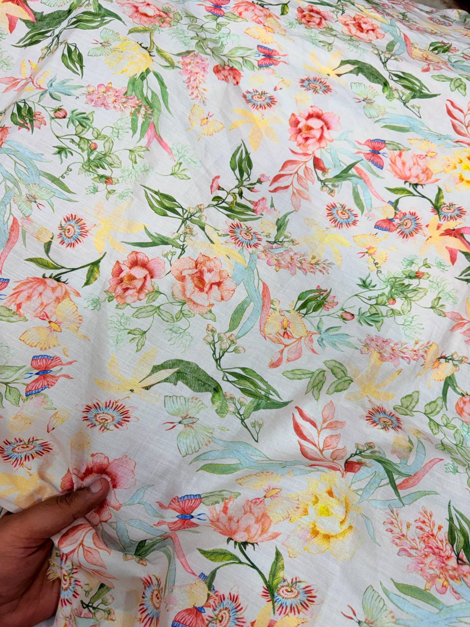 Most Premium Pure Linen Cotton Printed Fabric (Big WIDTH!!)