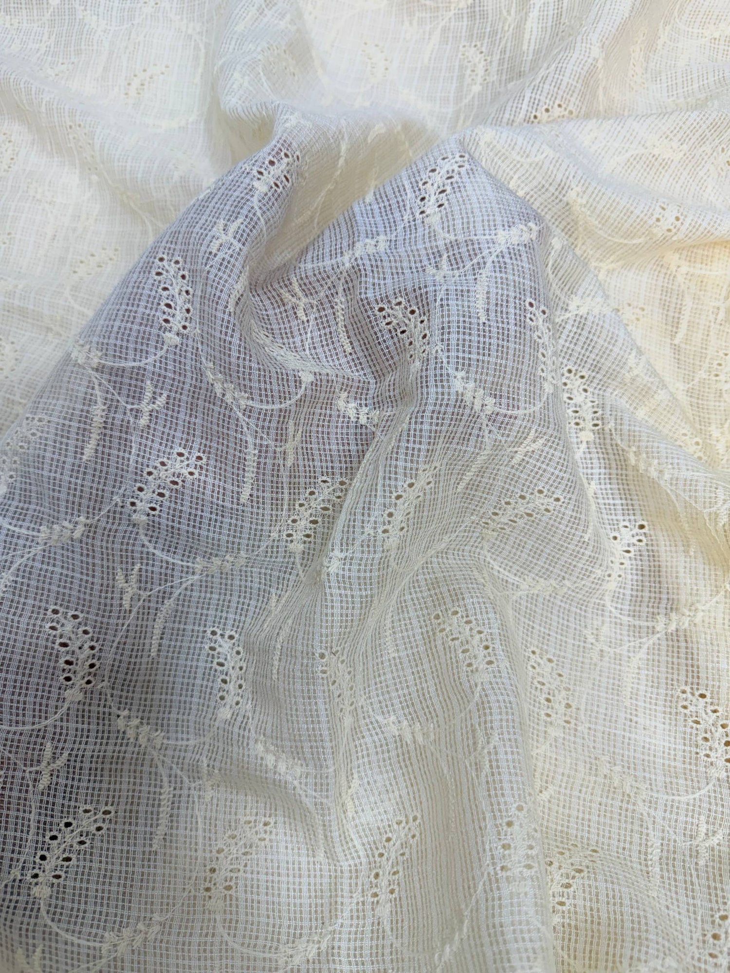 Most Premium Pure Hakuba Chikankari Kota Doria Cotton Fabric