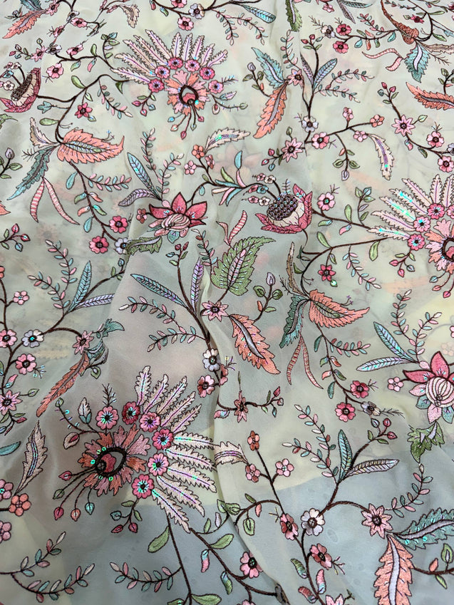 Most Premium Pure Georgette Embroidery Fabric