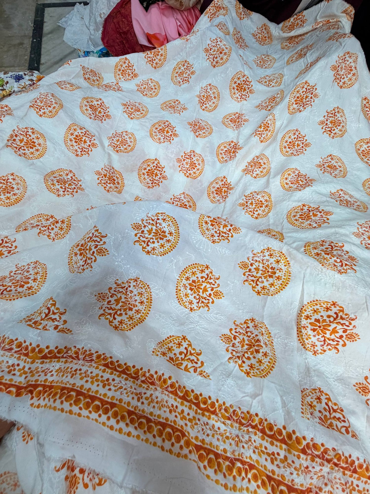 (Sale Discounted Prices) Most Premium Pure Hakuba PRINTED Chikankari Cotton Fabric (Big WIDTH!!)