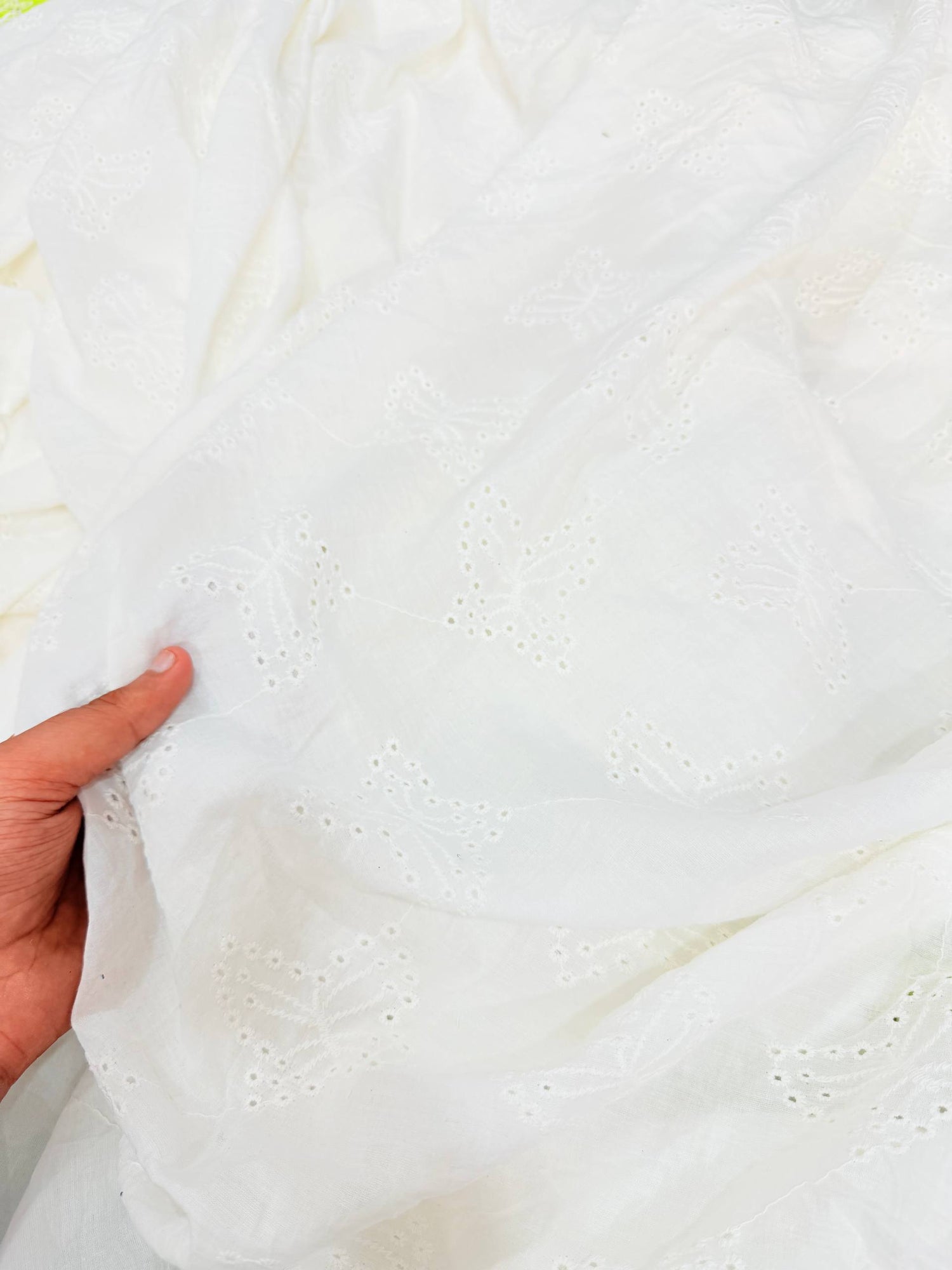 (Sale Discounted Prices) Most Premium Pure Hakuba Chikankari Cotton Fabric (Dyeable Also)