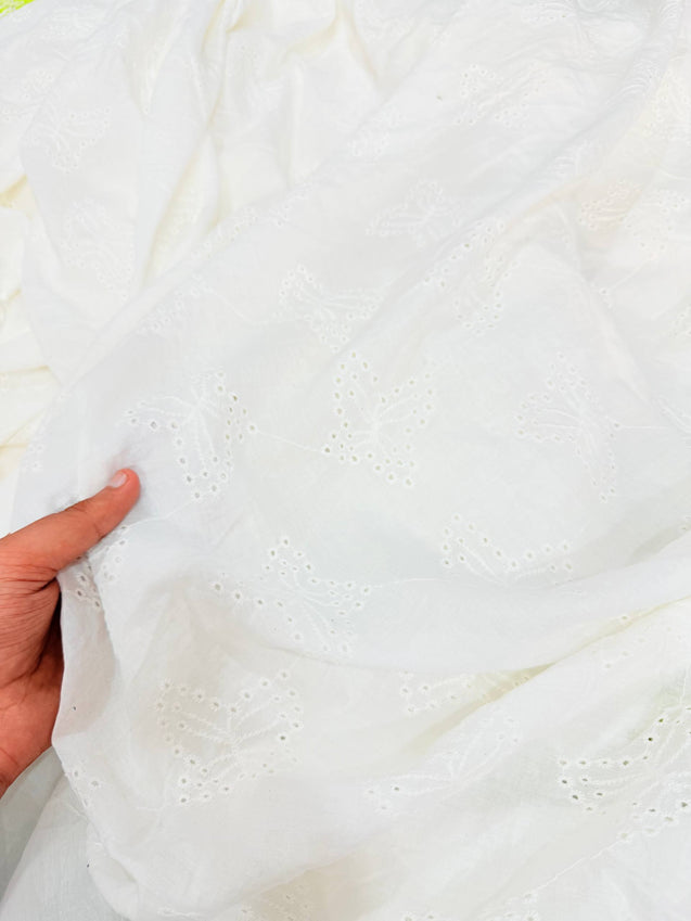 (Sale Discounted Prices) Most Premium Pure Hakuba Chikankari Cotton Fabric (Dyeable Also)