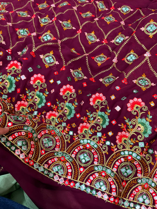 (Sale Discounted Prices) Most Premium Pure Georgette Embroidery FABRIC (Big WIDTH!!)