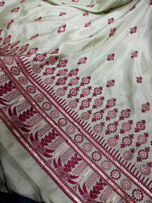 (Sale Discounted Prices) Most Premium Pure Chinon Chiffon Embroidery