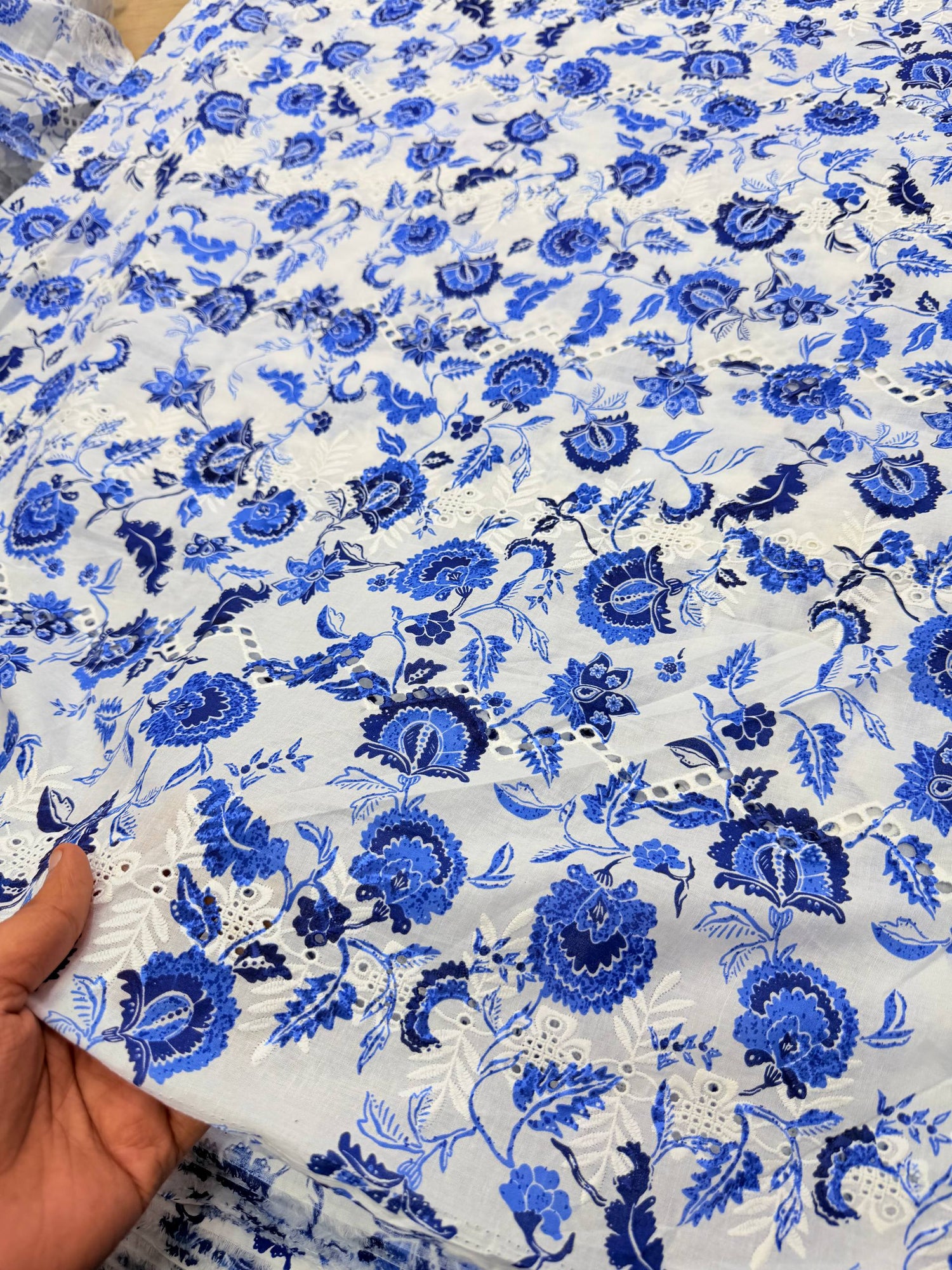 Most Premium Pure PRINTED Hakuba Chikankari Cotton Fabric (Big WIDTH!!)