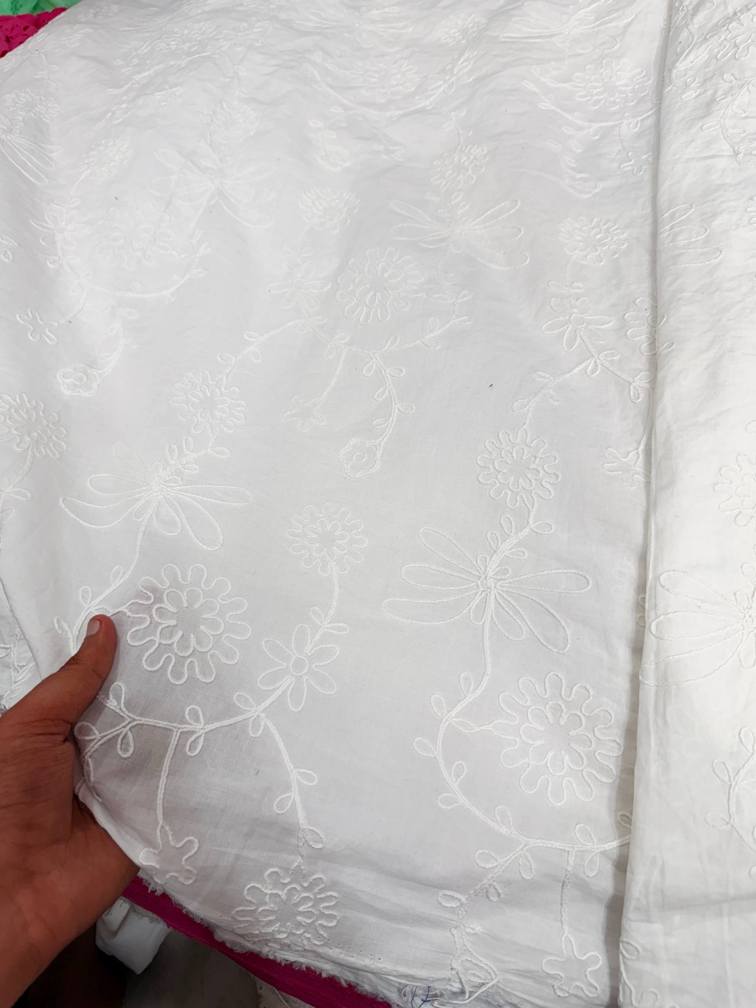 Most Premium Pure Hakuba Chikankari Cotton Fabric (Dyeable Also) (Big WIDTH!!)