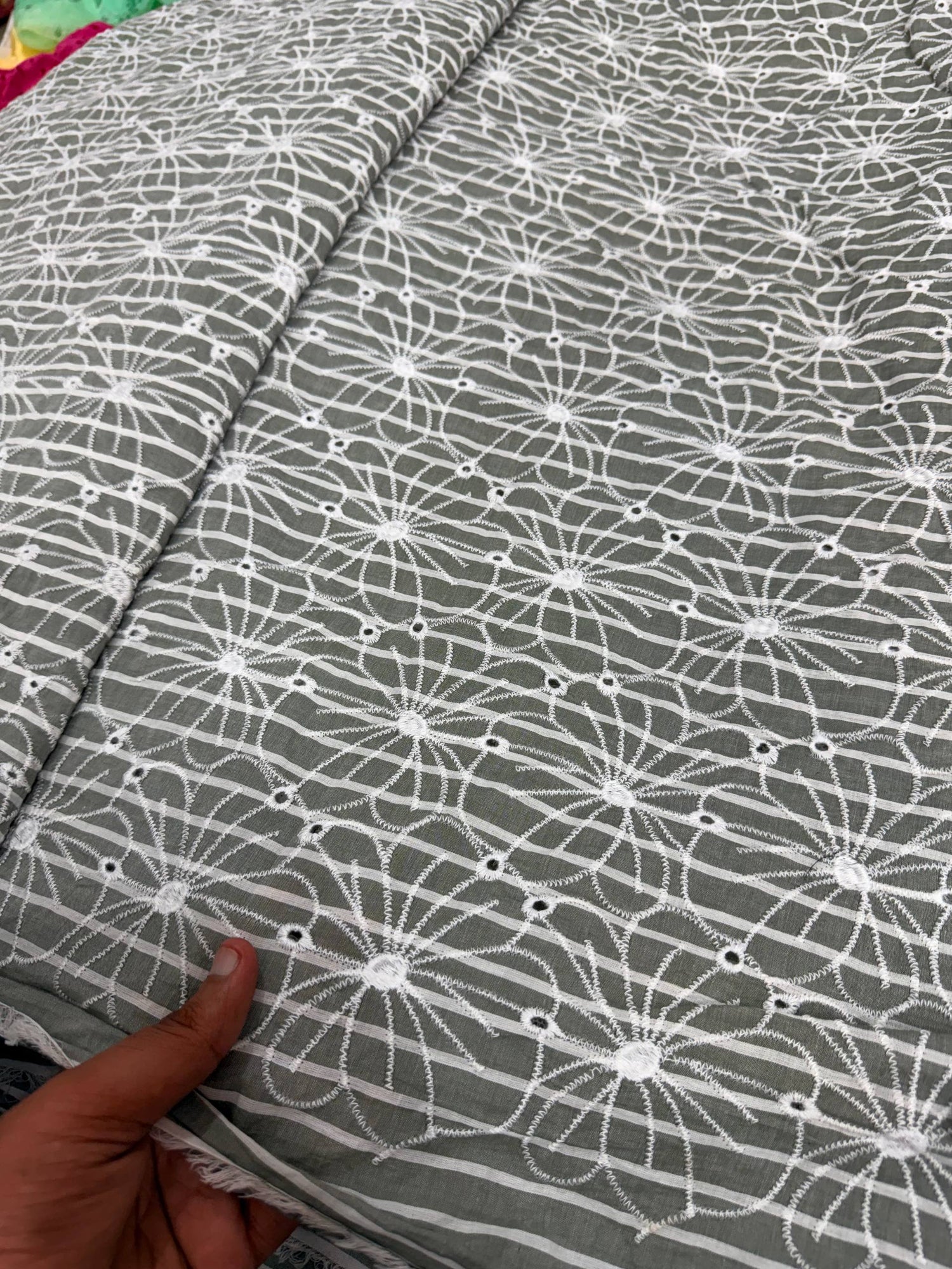 Most Premium Pure PRINTED Hakuba Chikankari Cotton Fabric (Big WIDTH!!)