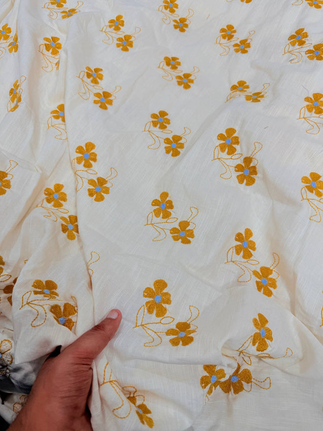 Most Premium Pure Fine Chikankari Cotton Fabric (Big WIDTH!!)
