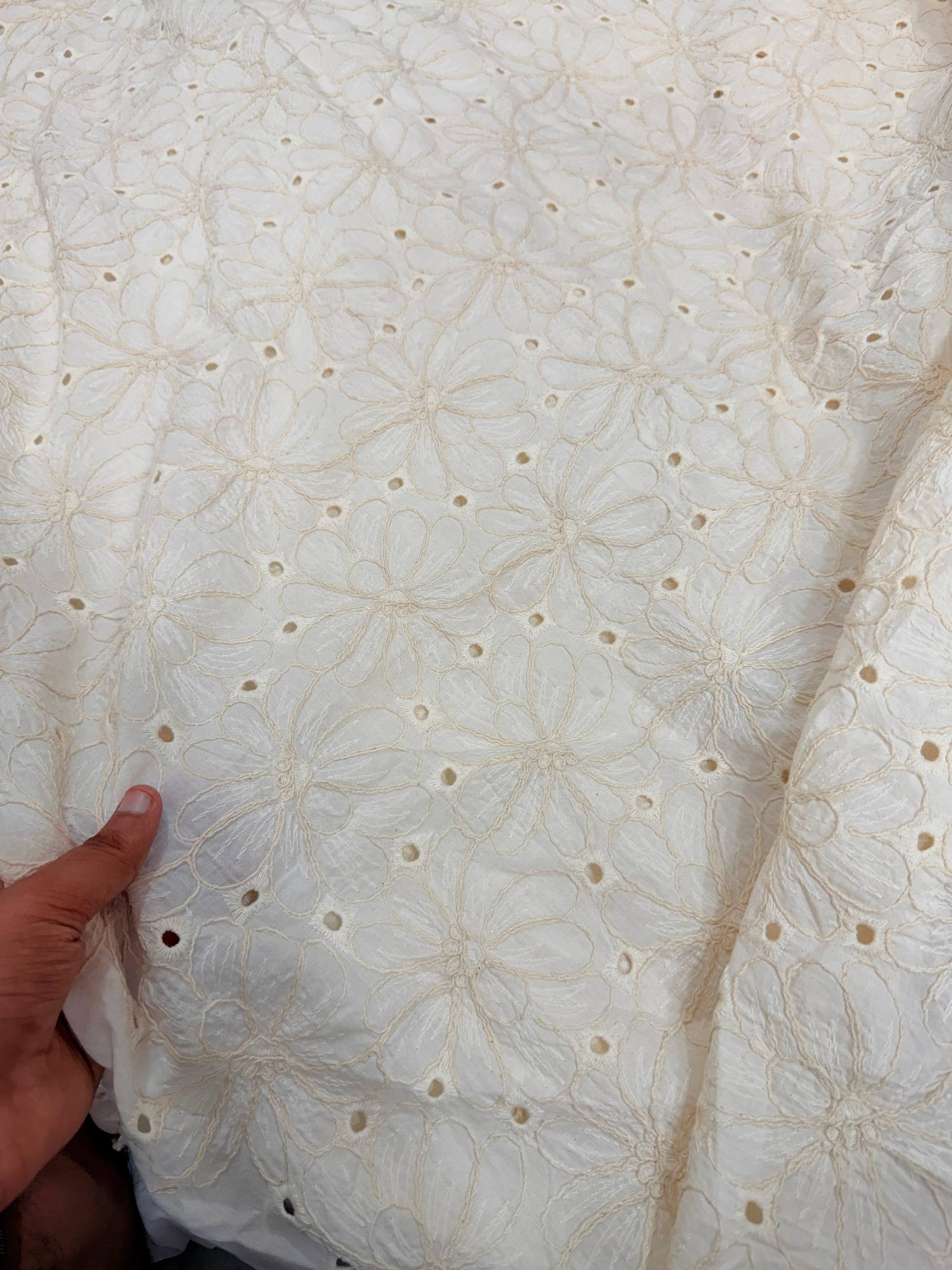 Most Premium Pure 3D Dori Hakuba Chikankari Cotton Fabric (Big WIDTH!!)