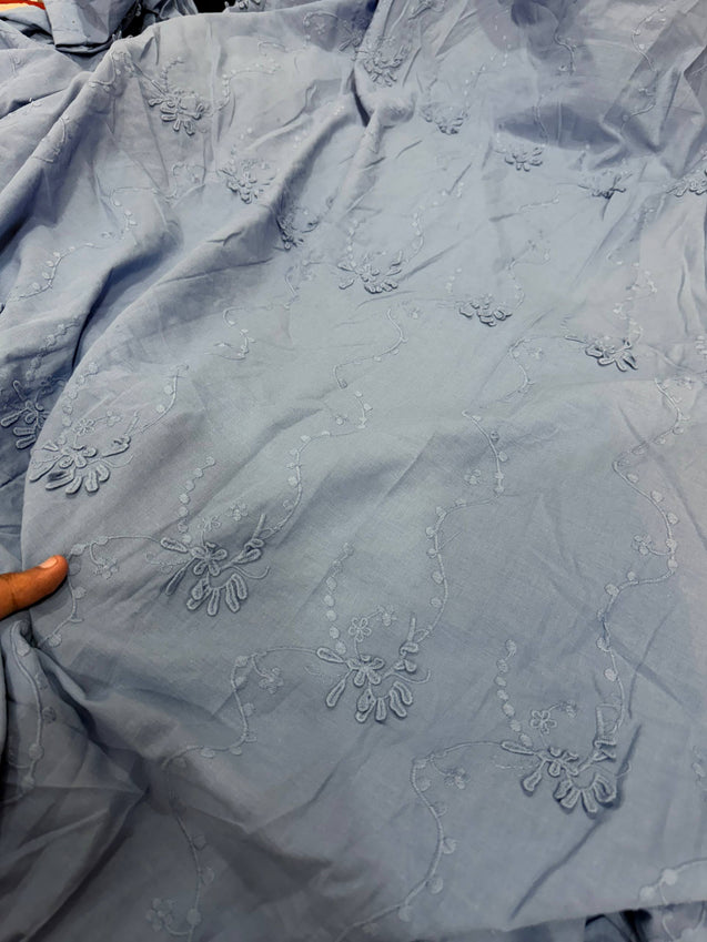 Premium Fine 3D Flower With Chikankari On Pure Cotton FABRIC (Big WIDTH!!)