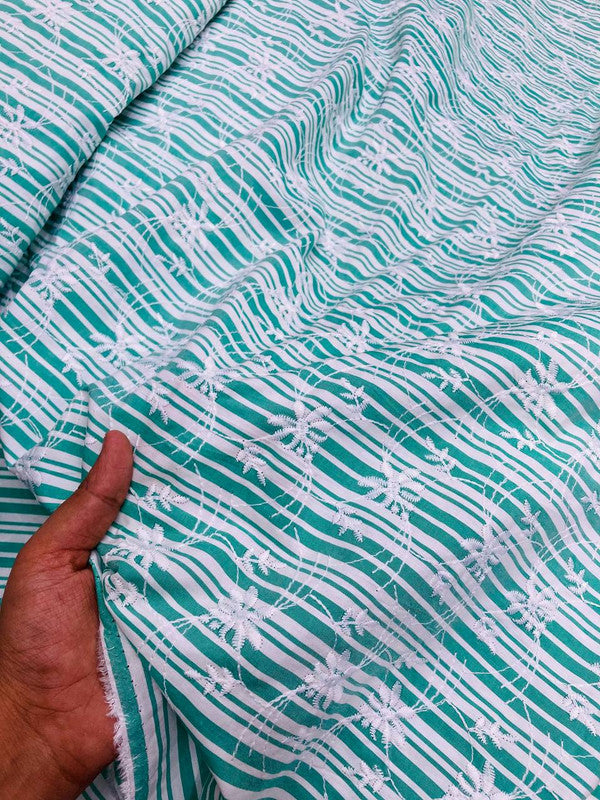 Most Premium Pure Fine Thread Embroidery On PRINTED Cotton FABRIC (Big WIDTH!!)