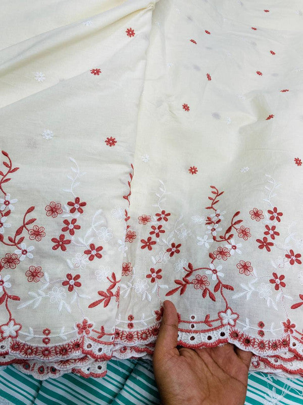 Most Premium Pure Cotton Border Hakuba Chikankari Fabric