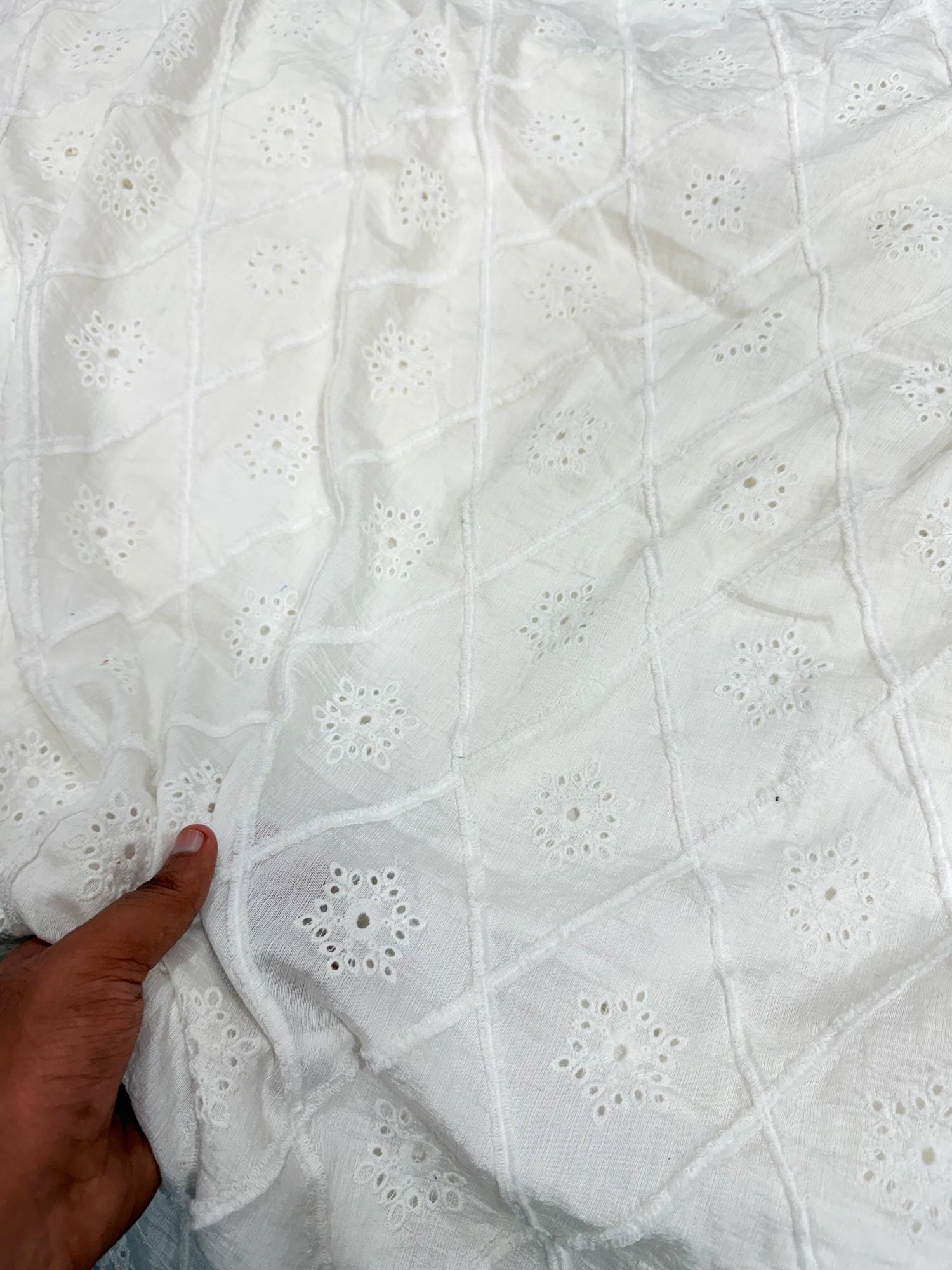 Most Premium Pure Hakuba Chikankari Cotton Fabric (Big WIDTH!!) (Dyeable Also)